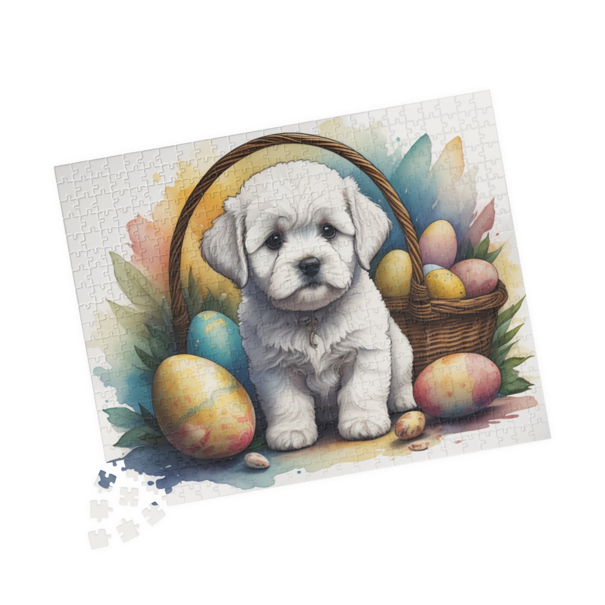 Bichon Frise Easter Puppy Puzzle - Dog Lovers, Mental Health Benefits, Holiday Fun, Mindfulness, Stress Relief, Festive Gift