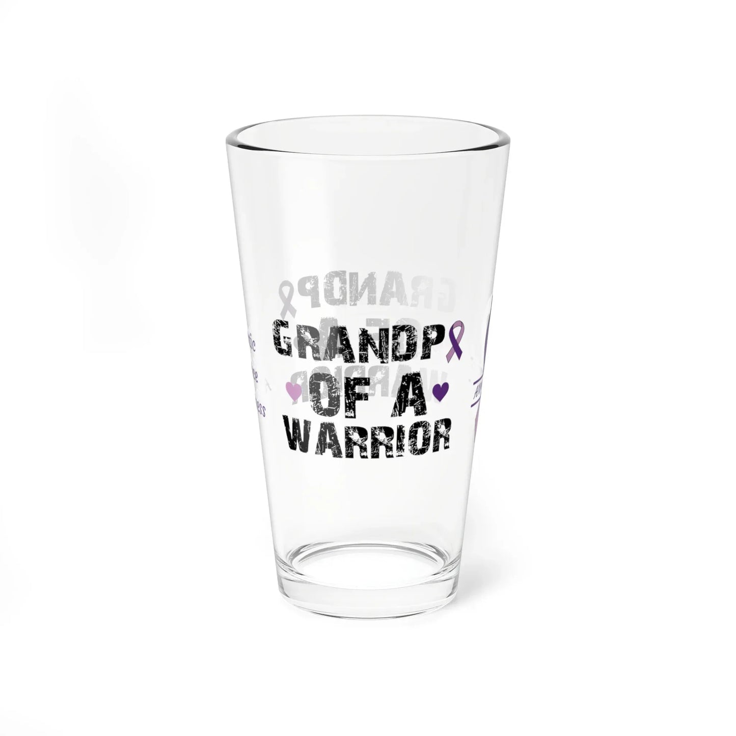 Shop our premium grandpa of a warrior domestic violence awareness pint glass 16oz from MySisterIsASurvivor.