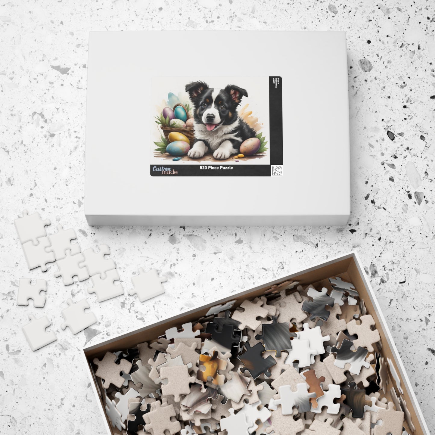 Border Collie (Black & White) Easter Puppy Puzzle - Dog Lovers, Mental Health Benefits, Holiday Fun, Mindfulness, Stress Relief, Festive Gift