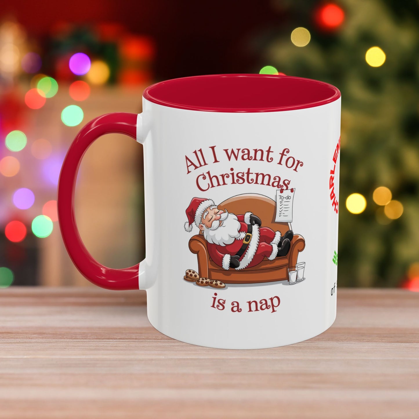 All I Want For Christmas Is A Nap - Colorful Holiday Mug with Accent Color
