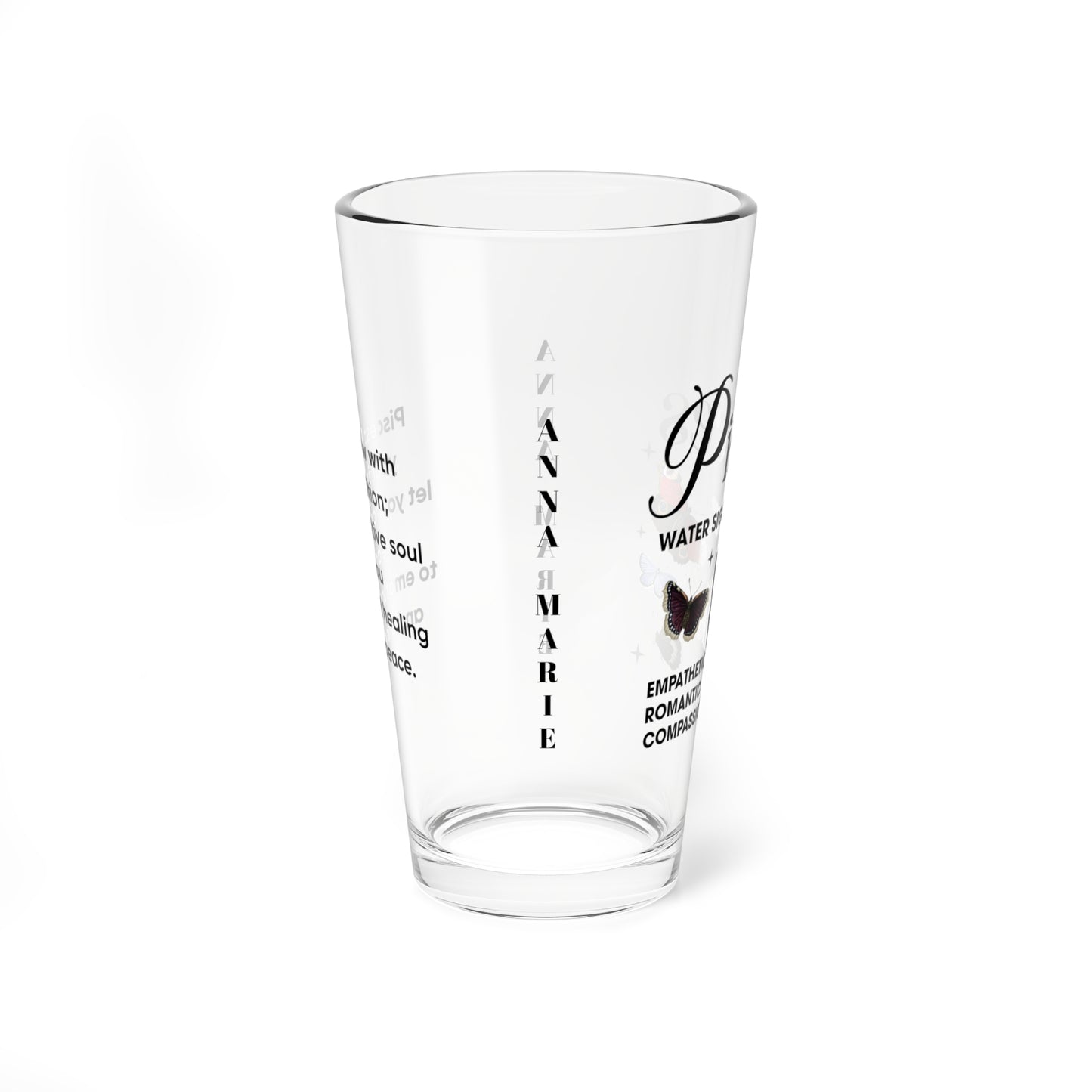 Pisces astrology pint glass, personalized 16oz zodiac star sign birthday drinkware gift