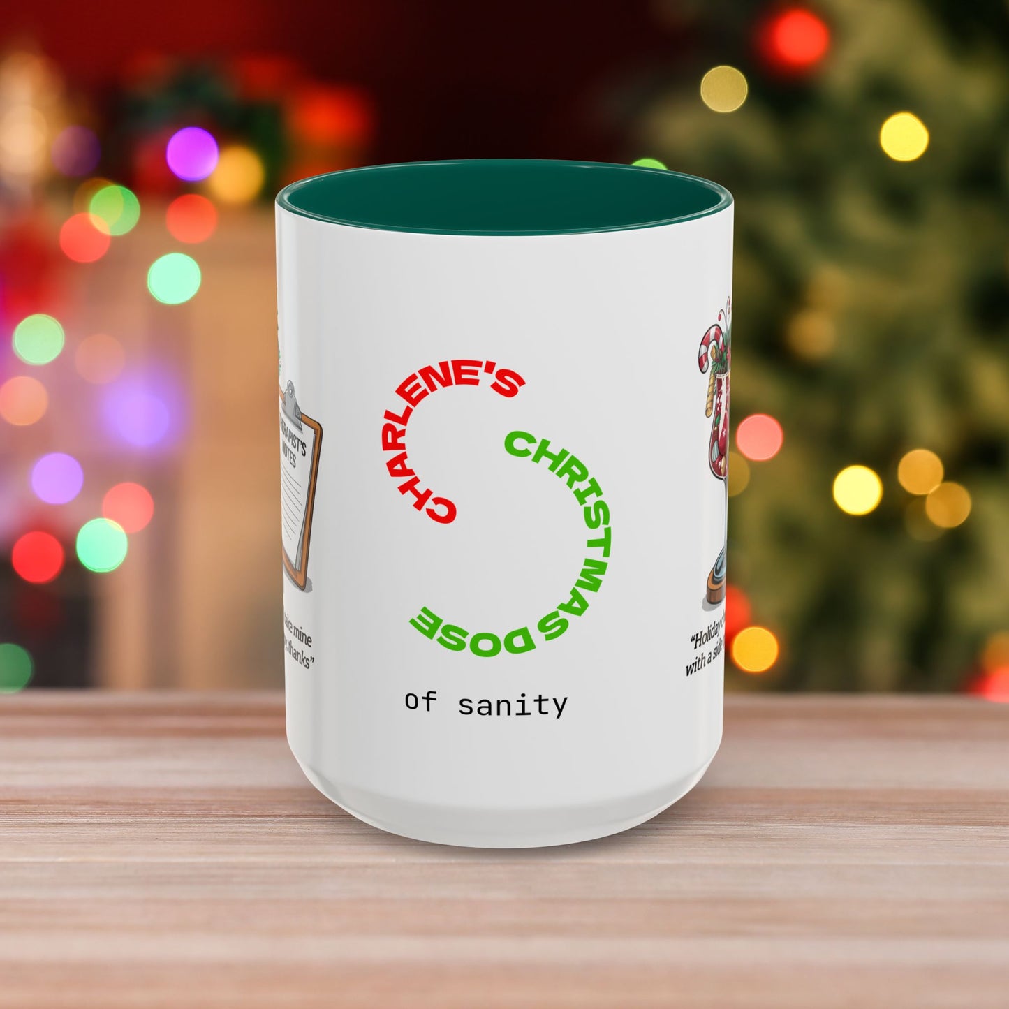 Holiday Cheer? I'll Take Mine With A Side Of Therapy, Thanks – Colorful Christmas Mug with Accent Color