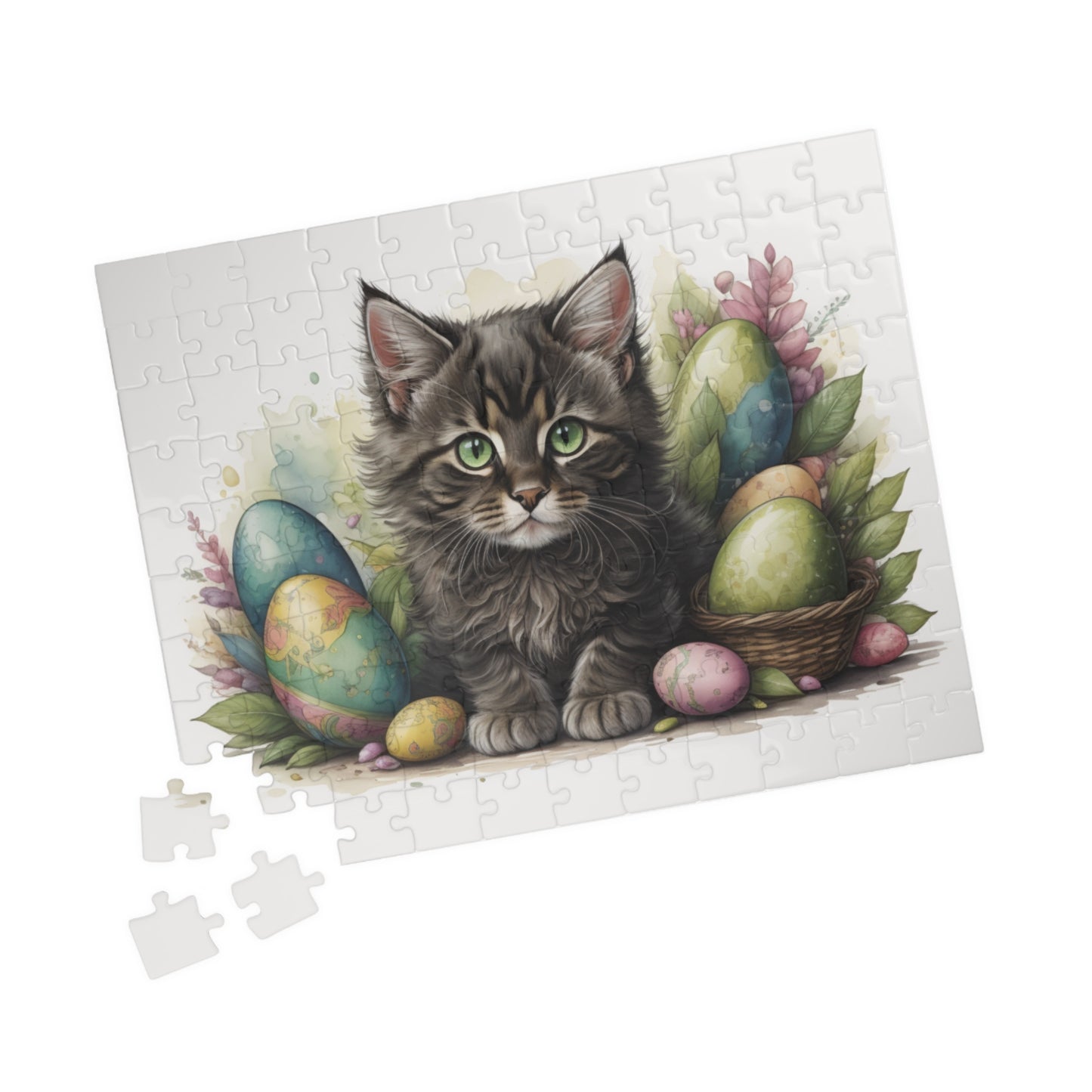 Maine Coon Easter Kitten Puzzle - Cat Lovers, Mental Health Benefits, Holiday Fun, Mindfulness, Stress Relief, Festive Gift