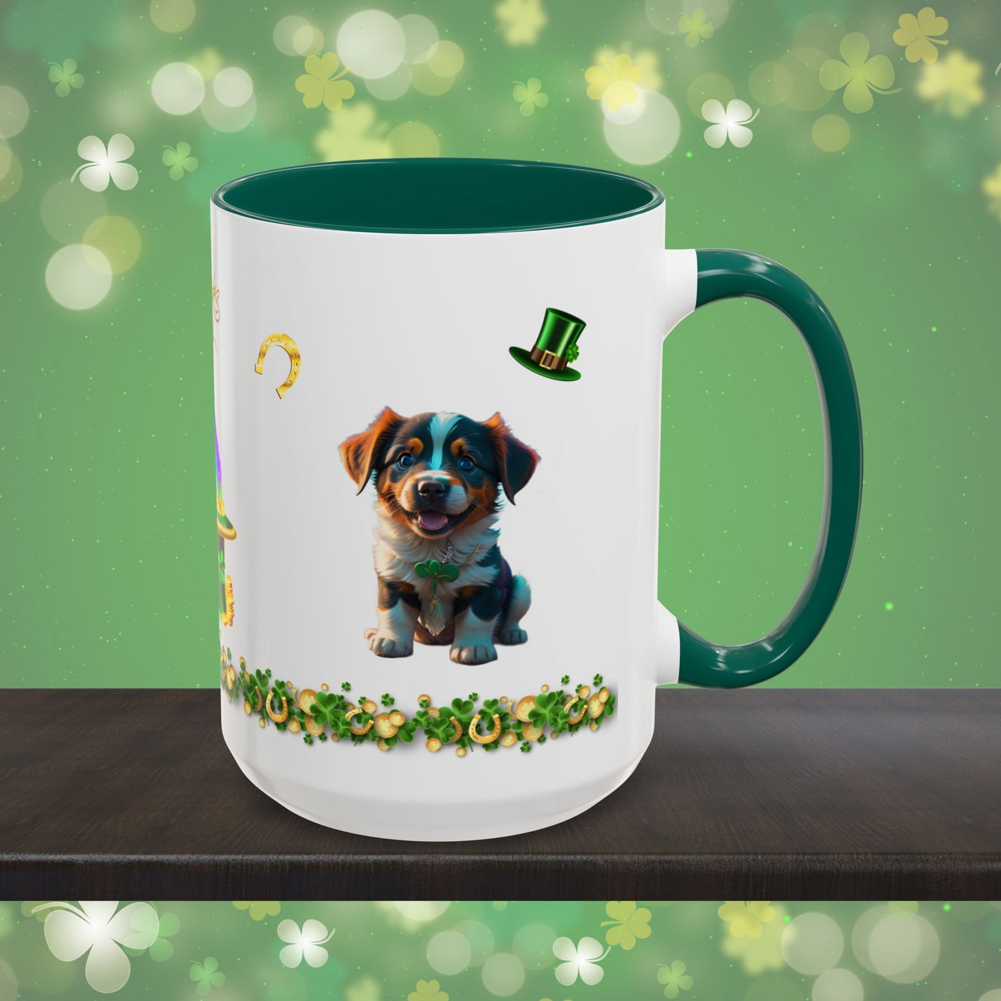 Shamrock Snuggles: St. Patrick's Day Two-Tone Coffee Mug - Festive Ceramic Mug for Positivity & Mindfulness