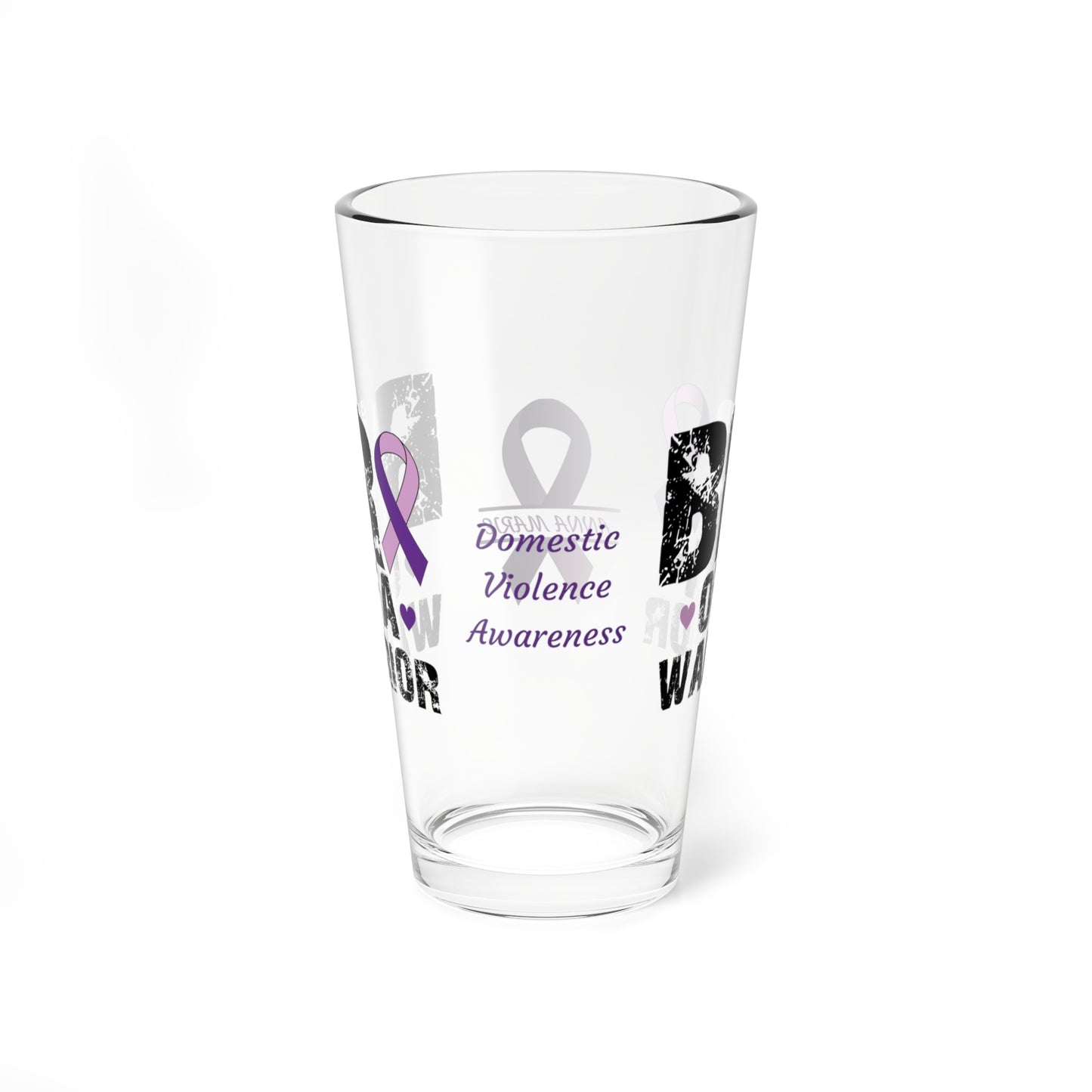 Bro of a Warrior: Personalized Domestic Violence Awareness Warrior Pint Glass - Proud Family Member