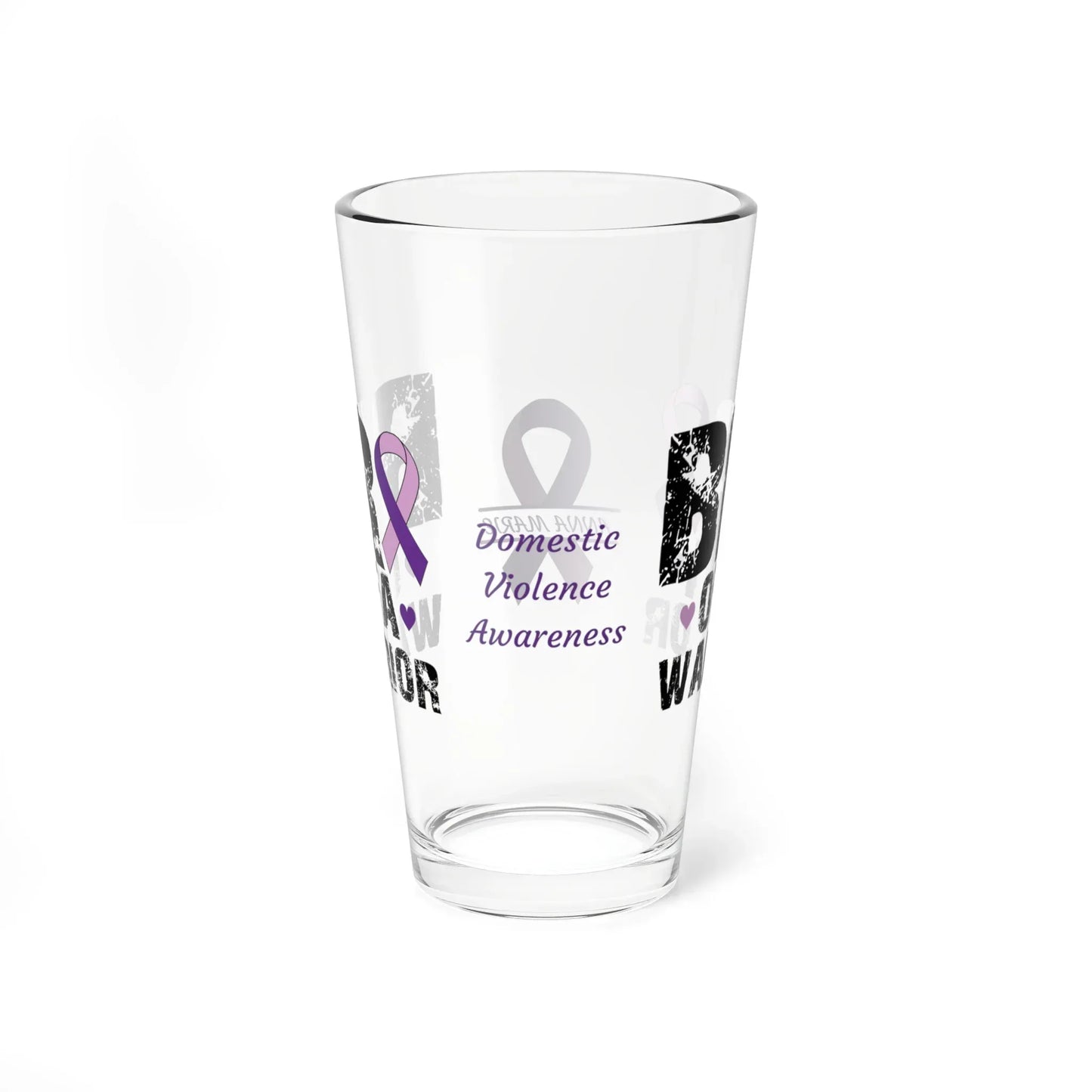 Shop our premium bro of a warrior domestic violence awareness pint glass 16oz from MySisterIsASurvivor.