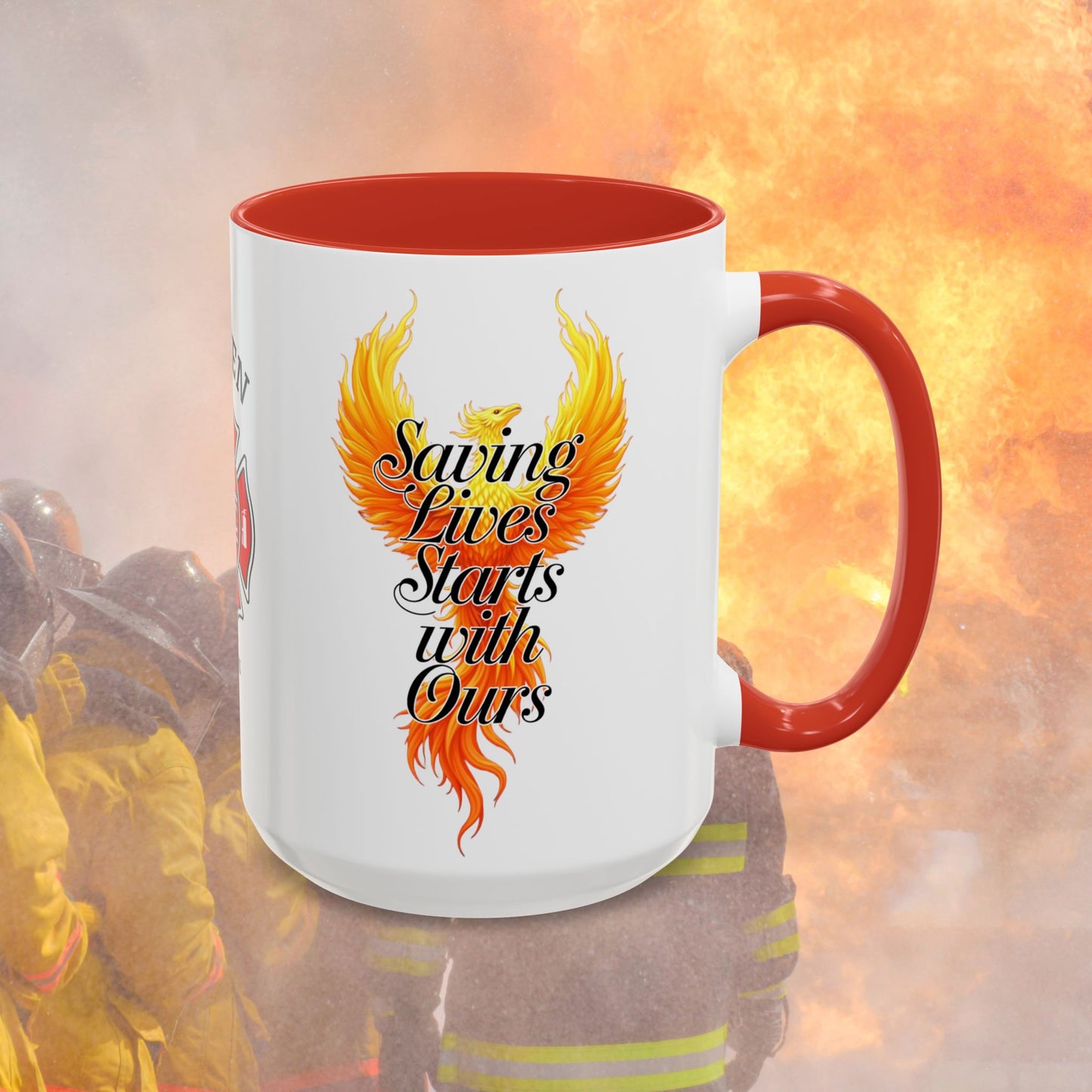 Firefighter Support Custom Mug - Saving Lives Starts with Ours | Personalized Mental Health Gift for Firefighters