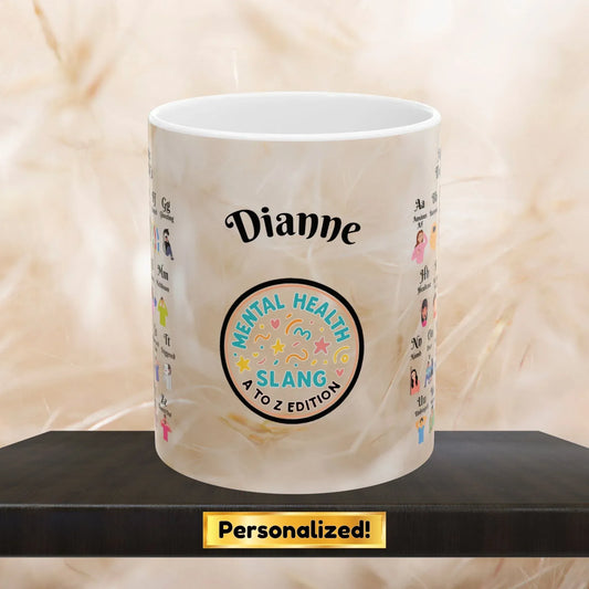 Shop our alphabet soup ceramic mug featuring the 15oz style option from MySisterIsASurvivor.