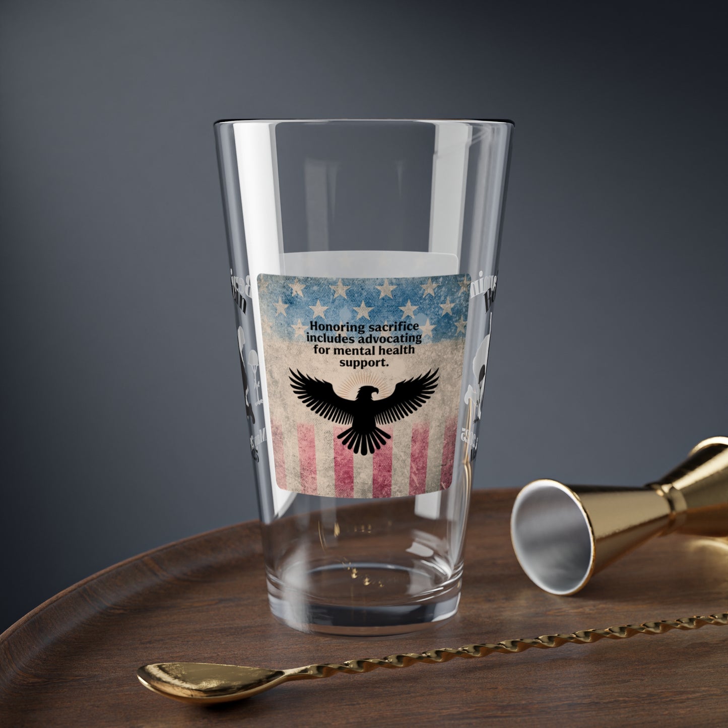 Personalized Memorial Day Pint Glass - "Honoring Sacrifice", PTSD Awareness Gift for Veterans & Memorial Days