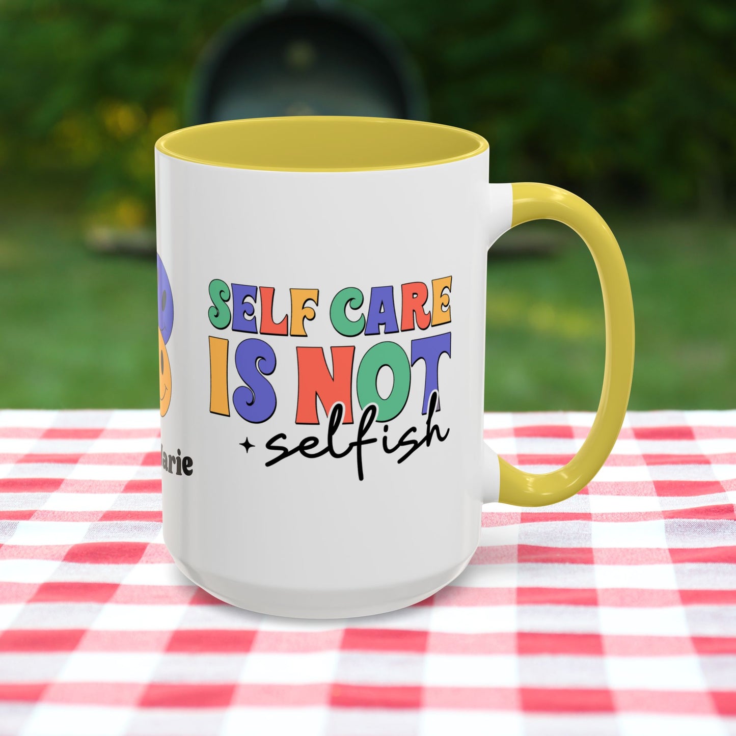 Self-Care is Not Selfish - Personalized Retro Empowering Mental Health Mug for Daily Wellness
