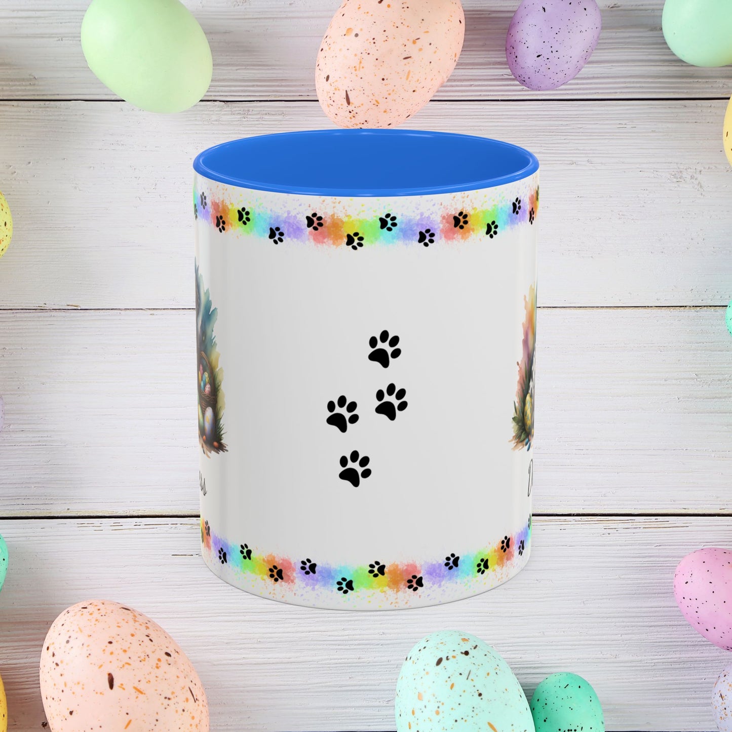 Dalmatian Easter puppy coffee mug, personalized cute dog gift for mental health support and cozy mornings