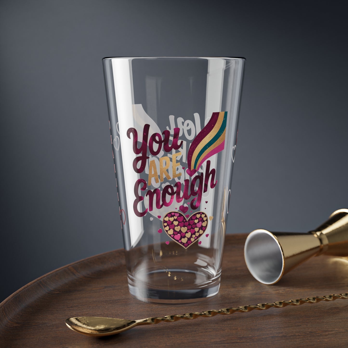 You Are Enough: Personalized Valentine's Day Affirmation Pint Glass – Valentine's Day Self-Care Gift, Mindful Positivity Drinkware