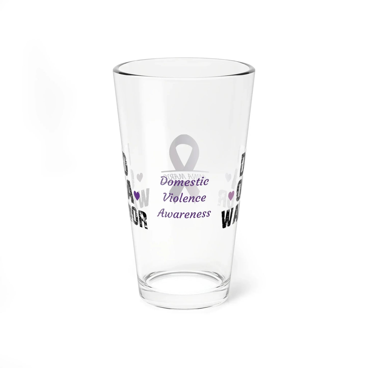 Shop our premium dad of a warrior domestic violence awareness pint glass 16oz from MySisterIsASurvivor.