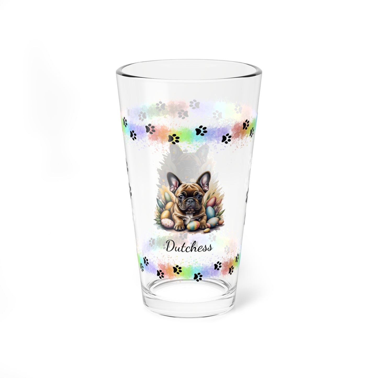 French Bulldog (Fawn) Personalized Easter Puppy 16oz Pint Glass - Custom Dog Design, Mental Health Gift, Easter Décor, and Festive Celebrations