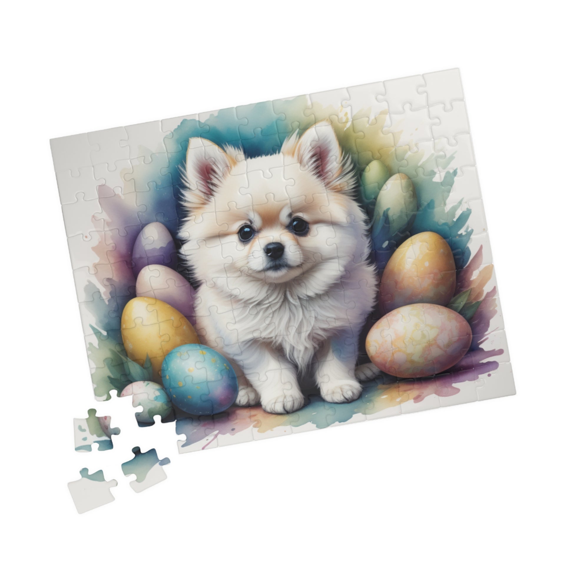 Pomeranian (White) Easter Puppy Puzzle - Dog Lovers, Mental Health Benefits, Holiday Fun, Mindfulness, Stress Relief, Festive Gift