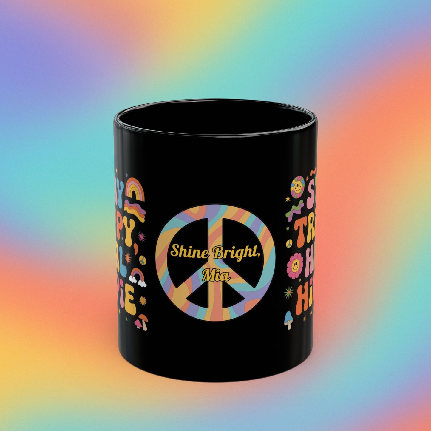 Stay Trippy Heal Hippie retro 70s mug, groovy self-care mental wellness gift - MySisterIsASurvivor