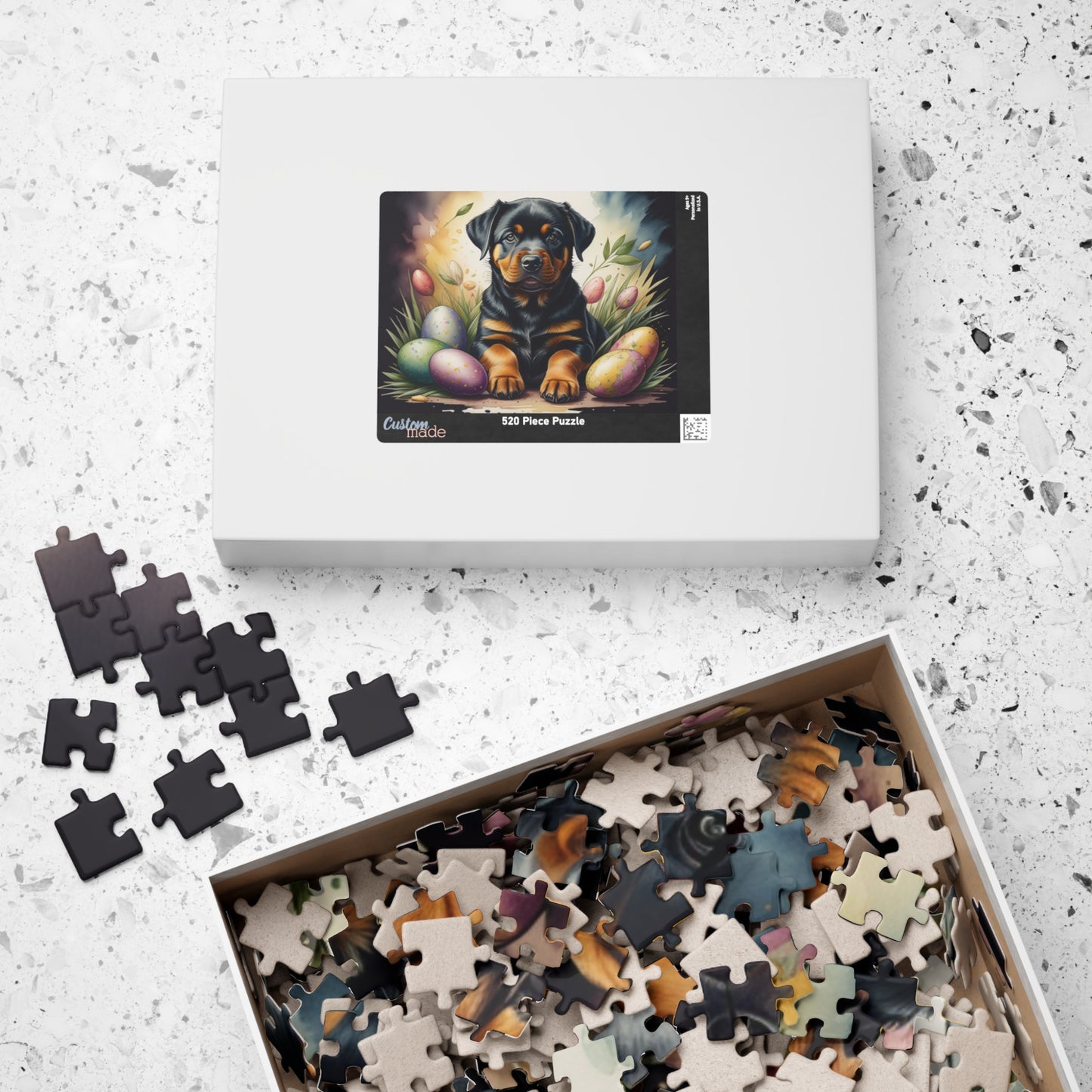 Rottweiler Easter Puppy Puzzle - Dog Lovers, Mental Health Benefits, Holiday Fun, Mindfulness, Stress Relief, Festive Gift