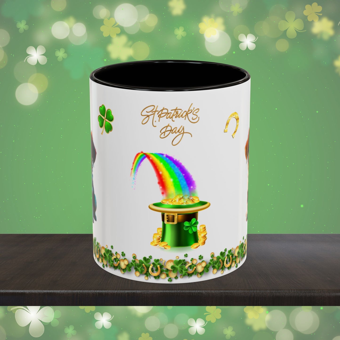 Shamrock Snuggles: St. Patrick's Day Two-Tone Coffee Mug - Festive Ceramic Mug for Positivity & Mindfulness