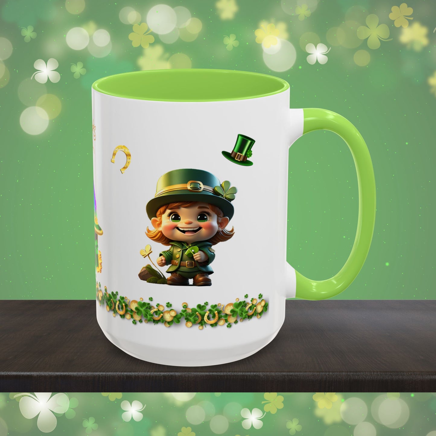 Leprechaun Mischief Logic: St. Patrick's Day Two-Tone Coffee Mug - Festive Ceramic Mug for Positivity & Mindfulness