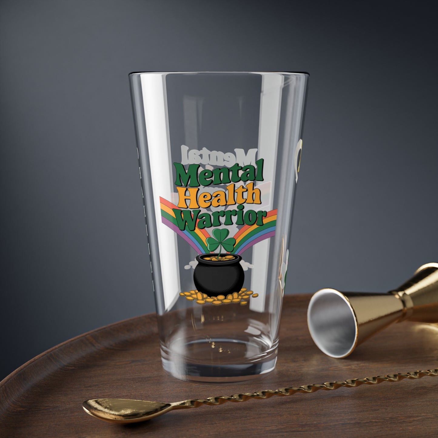 Mental Health Warrior: Personalized St. Patrick's Day Pint Glass - Customizable Name for Happiness and Positivity
