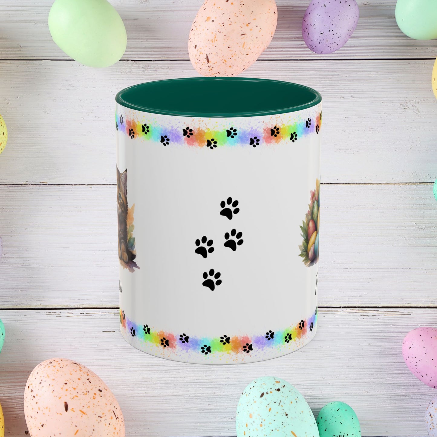 Siberian: Personalized Easter Kitten Coffee Mug - Adorable Cat Design, Mental Health Gift, 11oz & 15oz, 12 Color Choices, Easter Gifts & Décor