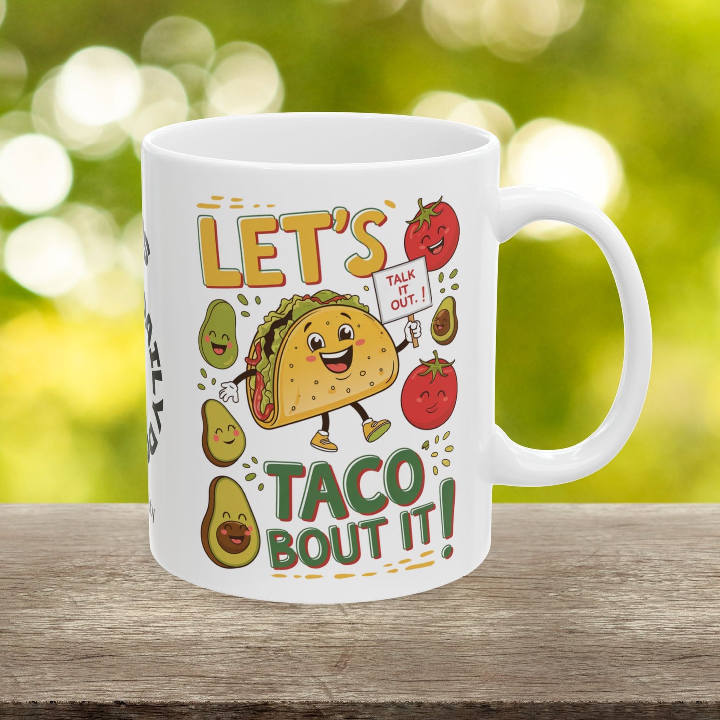 Let's Taco Bout It Funny Mental Health Mug, Stylish Ceramic Coffee Cup, Positive Affirmation Gift, Anxiety Relief, Self-Care Mug, Therapist Office Décor