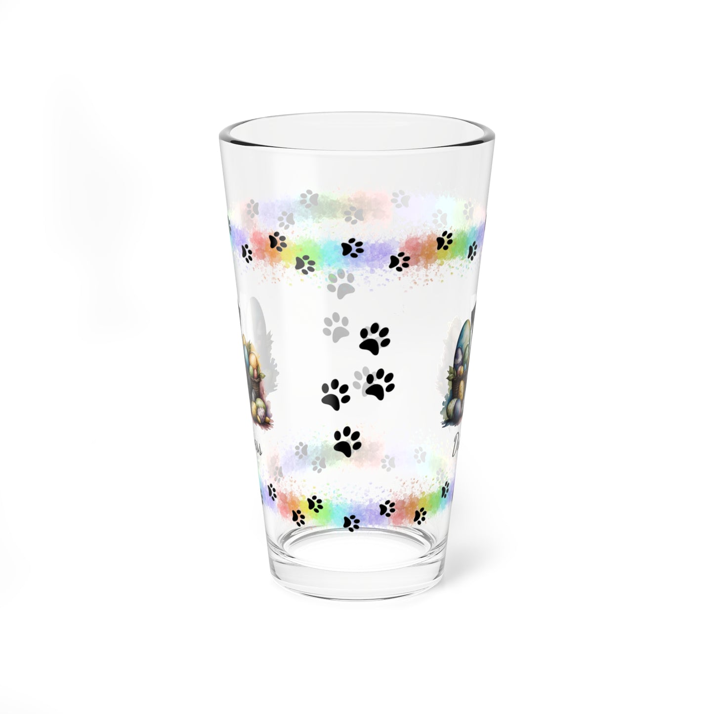 Schnauzer (Gray) Personalized Easter Puppy 16oz Pint Glass - Custom Dog Design, Mental Health Gift, Easter Décor, and Festive Celebrations