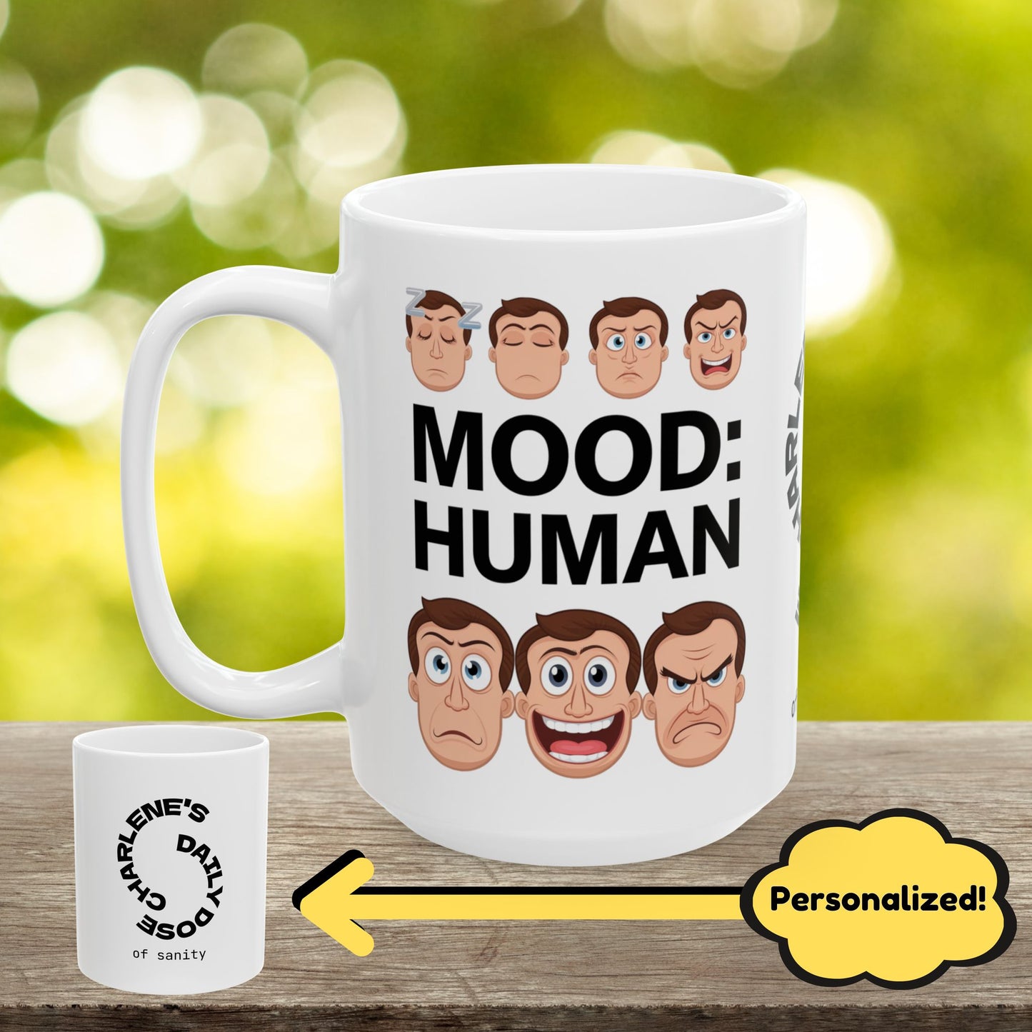 Mood: Human Funny Mental Health Mug, Stylish Ceramic Coffee Cup, Positive Affirmation Gift, Anxiety Relief, Self-Care Mug, Therapist Office Décor