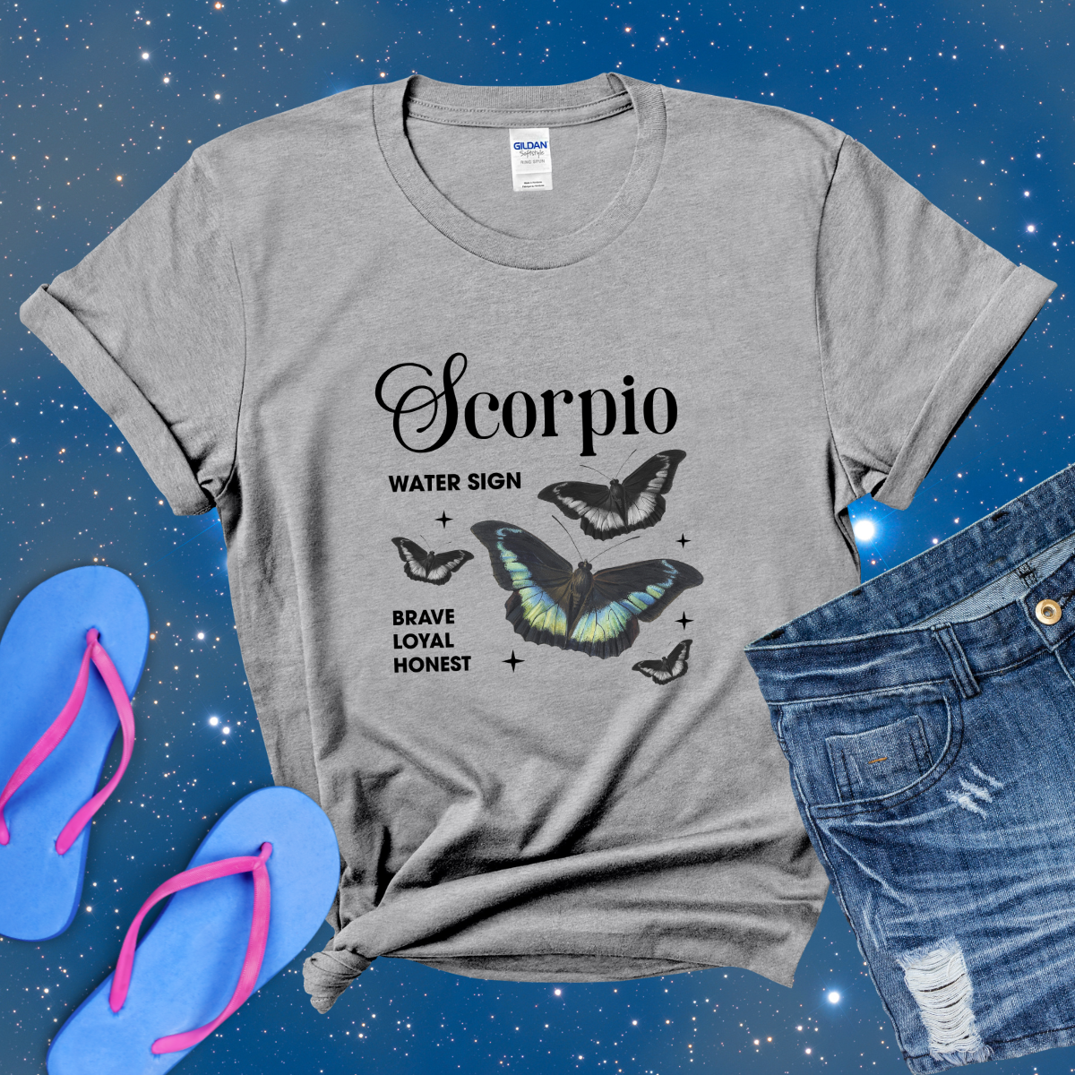 Scorpio Butterfly Zodiac T-Shirt, astrology horoscope shirt, Scorpio birthday gift tee for men or women