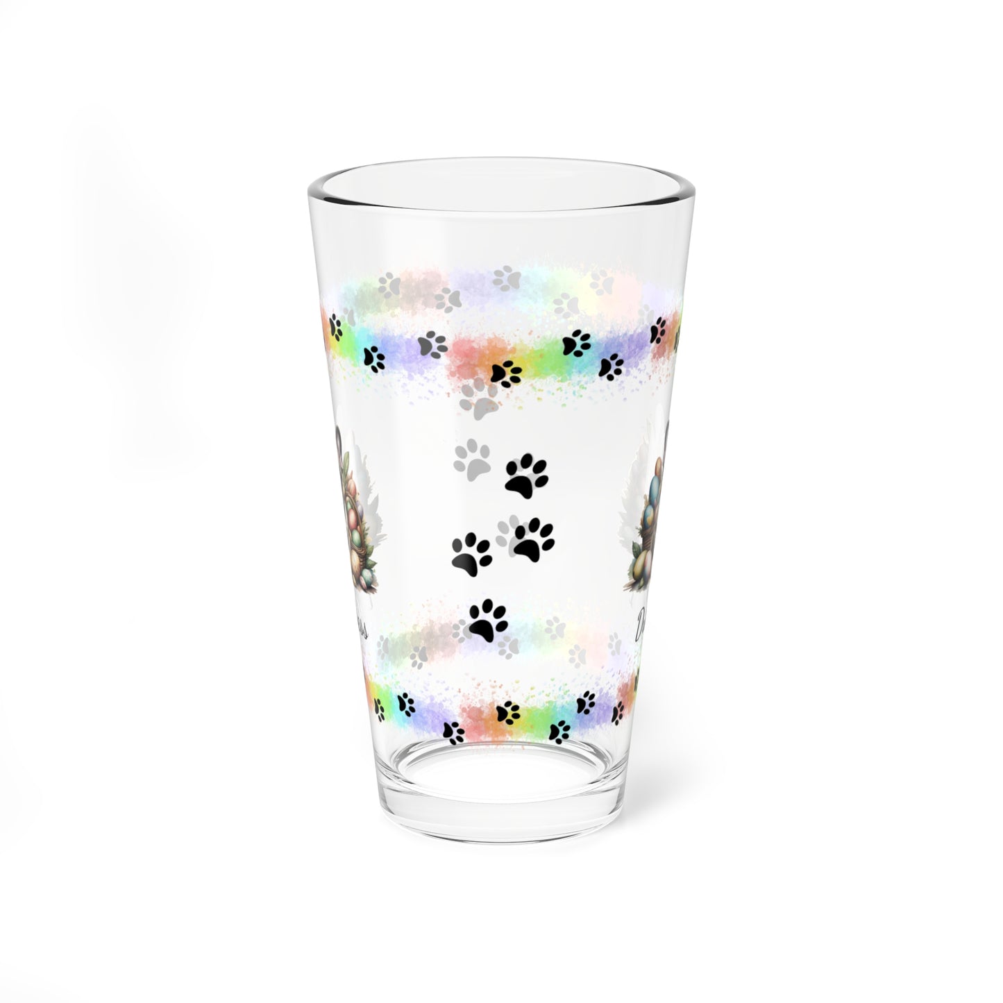 French Bulldog (Brindle) Personalized Easter Puppy 16oz Pint Glass - Custom Dog Design, Mental Health Gift, Easter Décor, and Festive Celebrations