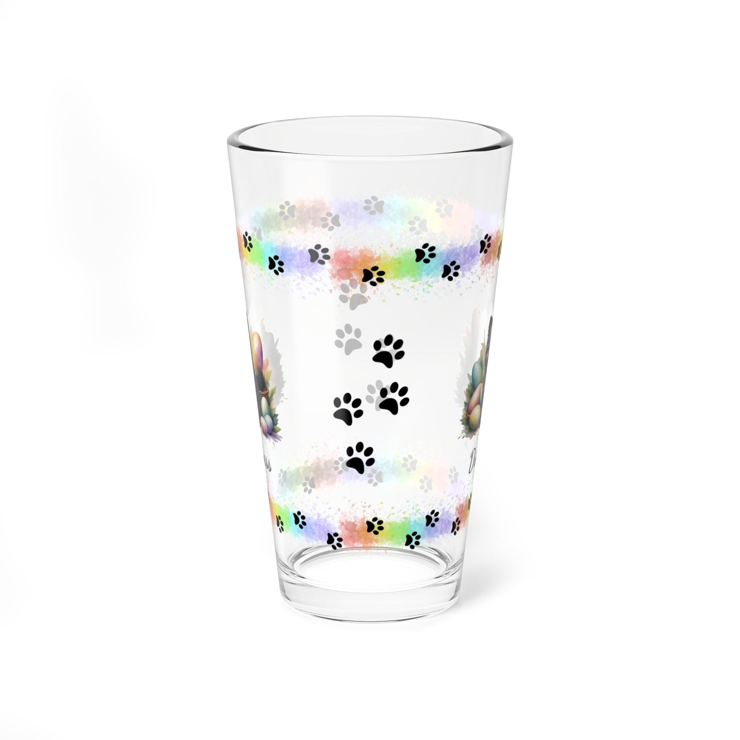 Pomeranian (Black & Tan) Personalized Easter Puppy 16oz Pint Glass - Custom Dog Design, Mental Health Gift, Easter Décor, and Festive Celebrations