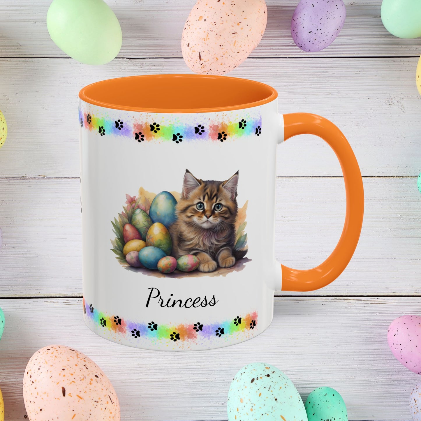 Siberian: Personalized Easter Kitten Coffee Mug - Adorable Cat Design, Mental Health Gift, 11oz & 15oz, 12 Color Choices, Easter Gifts & Décor