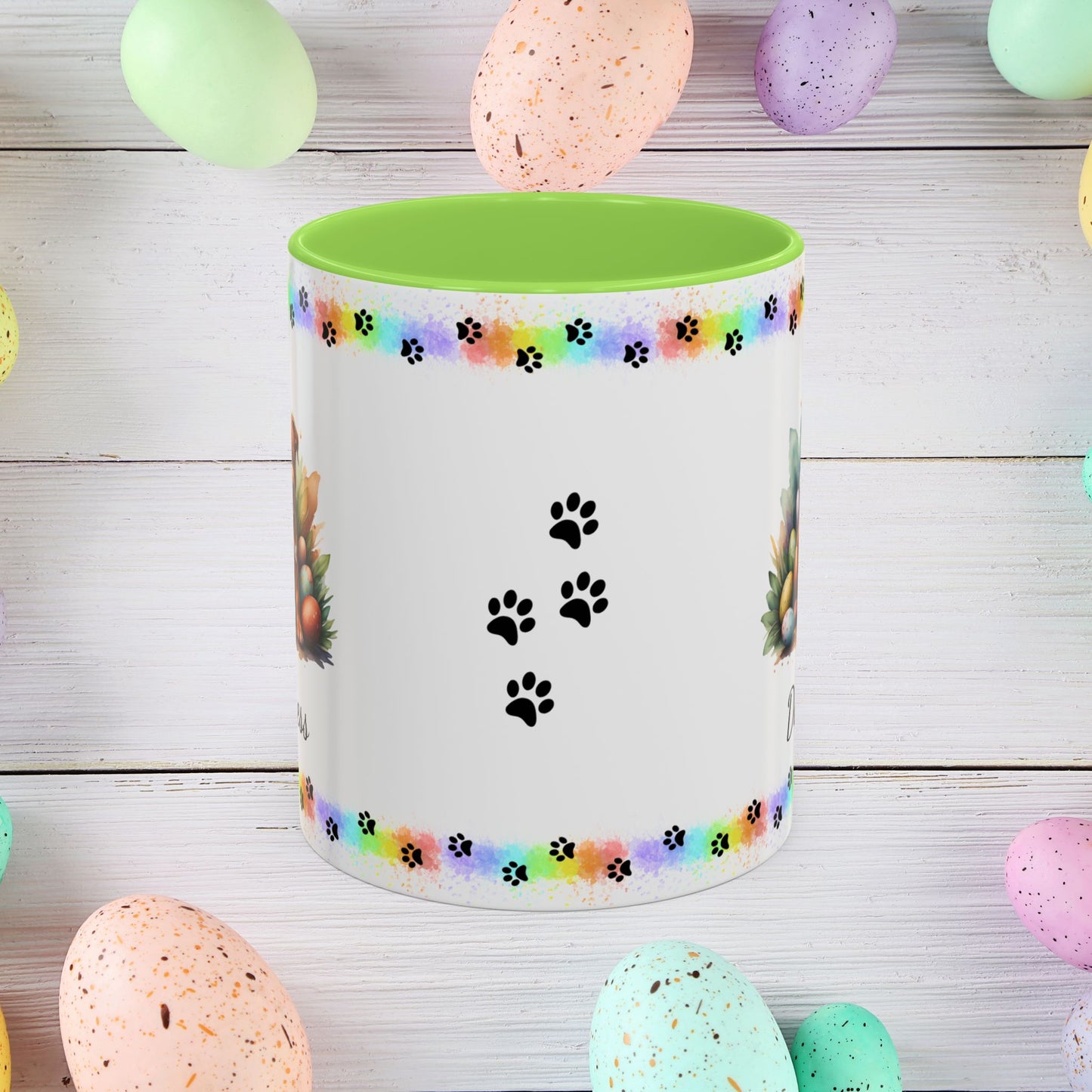 Pitbull Red Easter puppy coffee mug, personalized cute dog gift for mental health awareness and cozy drinks