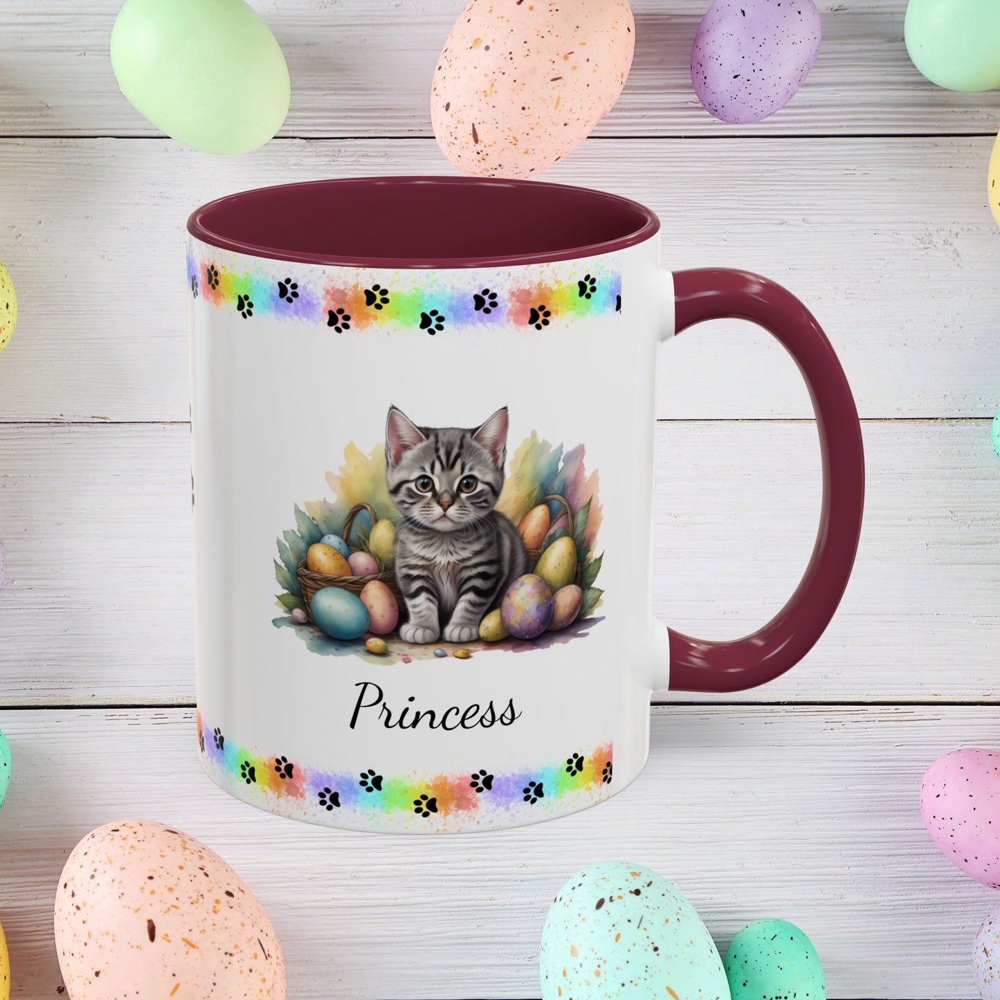 American Shorthair Easter kitten coffee mug, personalized cute cat gift for mental health support, cozy drinkware
