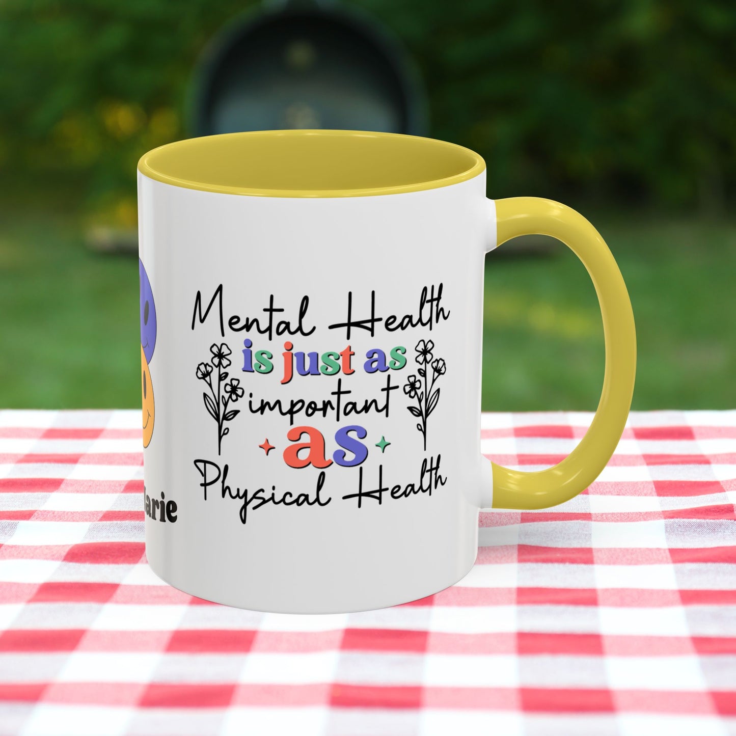 Mental Health is Just as Important as Physical Health - Custom Retro Affirmation Mug for Wellness & Mental Health Support