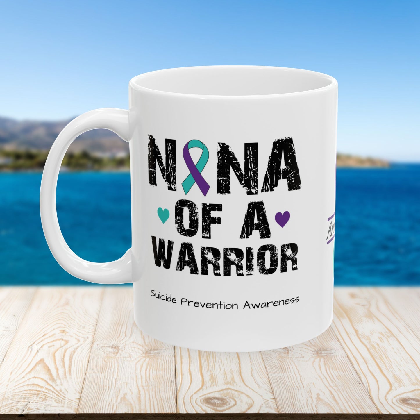 Nana of a Warrior mug - personalized suicide prevention and mental health encouragement gift