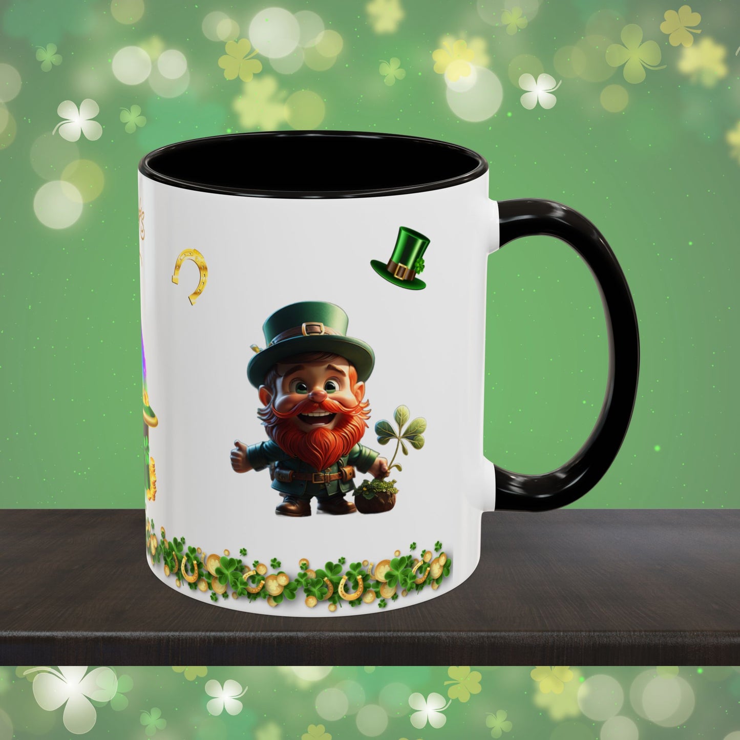 Leprechaun Glee: St. Patrick's Day Two-Tone Coffee Mug - Festive Ceramic Mug for Positivity & Mindfulness