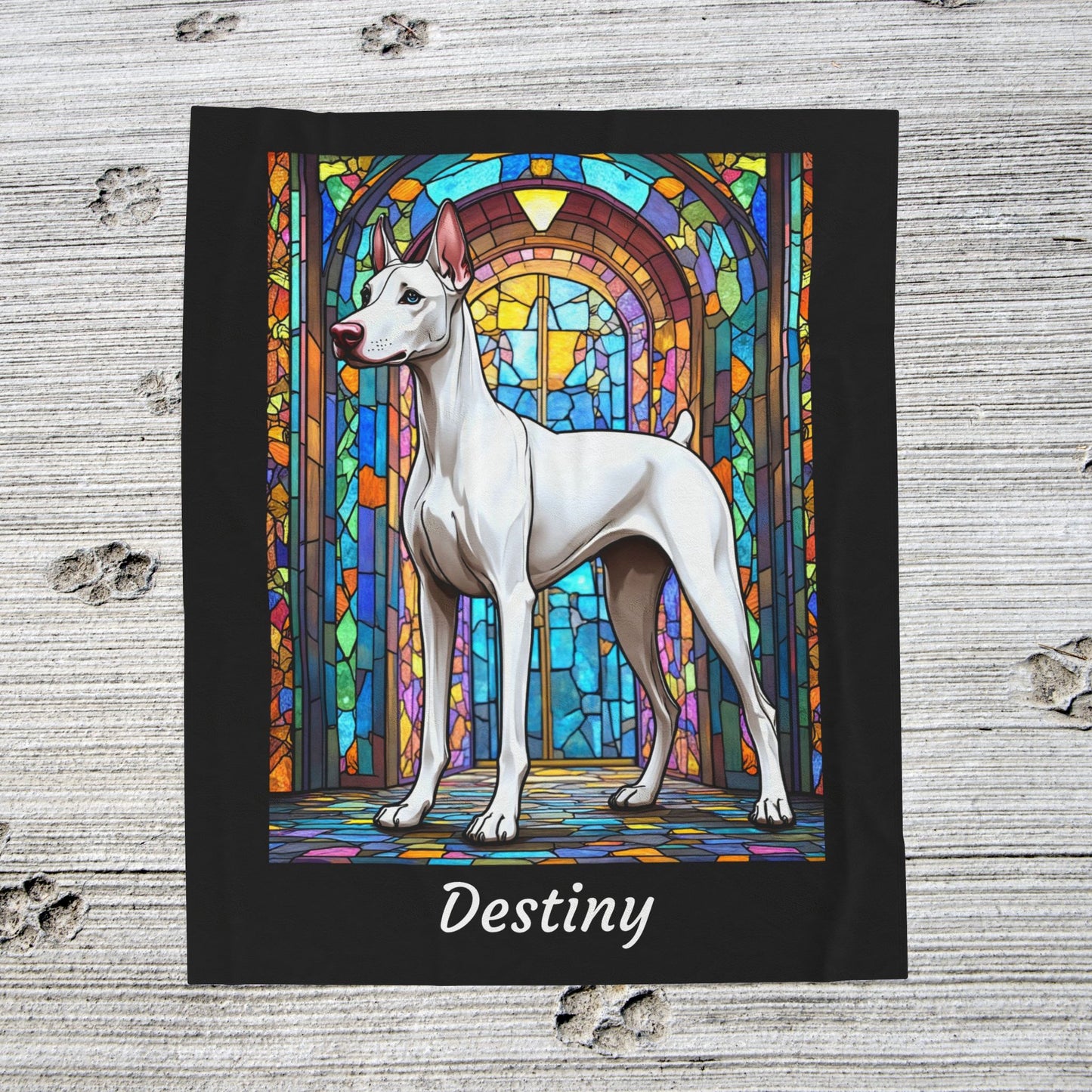 Doberman White Coat Blanket, Custom Dog Lover Throw, Artistic Gift for Humans and Pet Owners