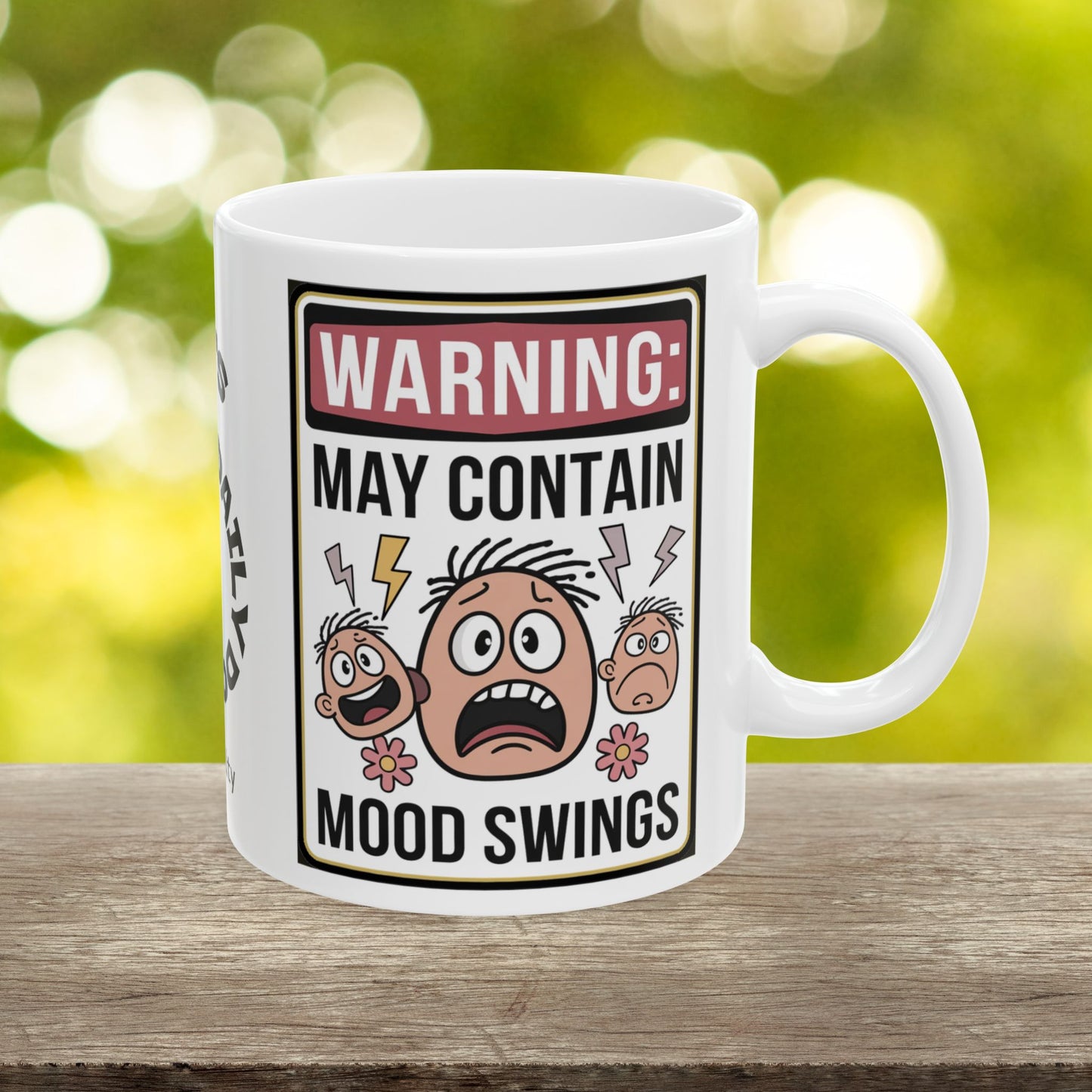 Warning: May Contain Mood Swings Funny Mental Health Mug, Stylish Ceramic Coffee Cup, Positive Affirmation Gift, Anxiety Relief, Self-Care Mug, Therapist Office Decor