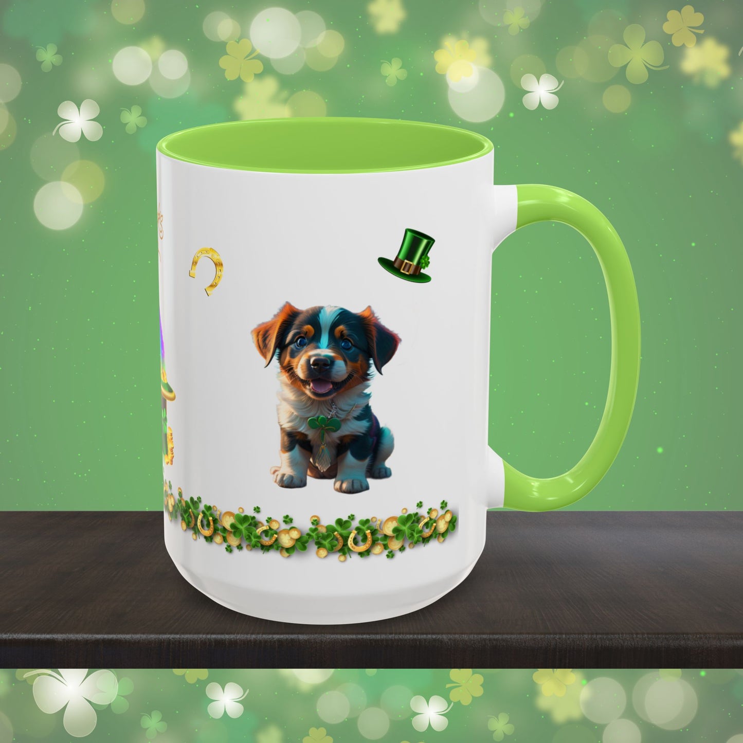 Shamrock Snuggles: St. Patrick's Day Two-Tone Coffee Mug - Festive Ceramic Mug for Positivity & Mindfulness