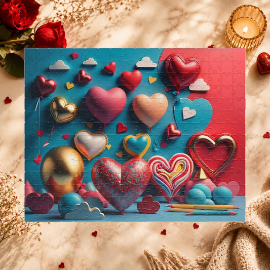 Shop our cheerful heart collage valentines day puzzle featuring the 252 pcs (Horizontal) style option from MySisterIsASurvivor.