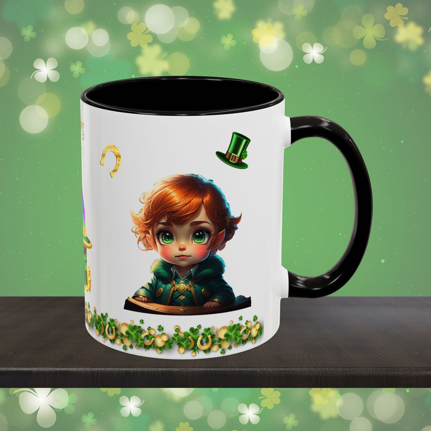 Leprechaun Labyrinth Logic: St. Patrick's Day Two-Tone Coffee Mug - Festive Ceramic Mug for Positivity & Mindfulness