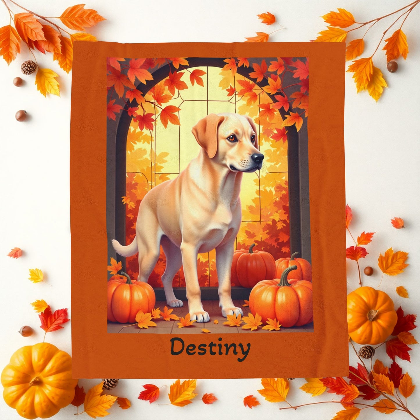 Labrador Retriever Yellow Coat Velveteen Plush Blanket, Personalized Dog Throw for Lab Fans