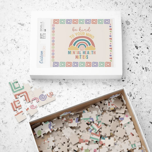 Shop our be kind to your mind mental health matters mental health puzzle featuring the 252 pcs (Horizontal) style option from MySisterIsASurvivor.
