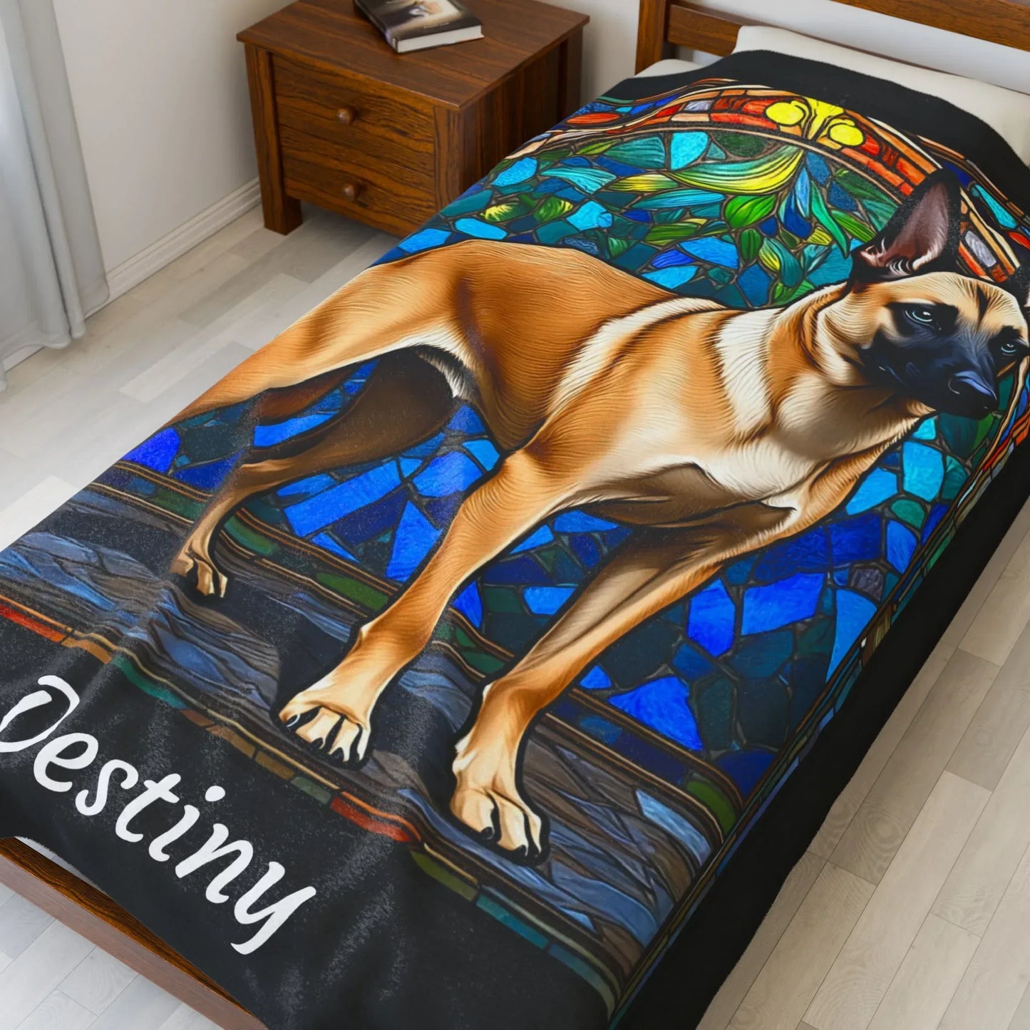 Shop our premium belgian malinois cream sable personalized velveteen plush blanket from MySisterIsASurvivor.