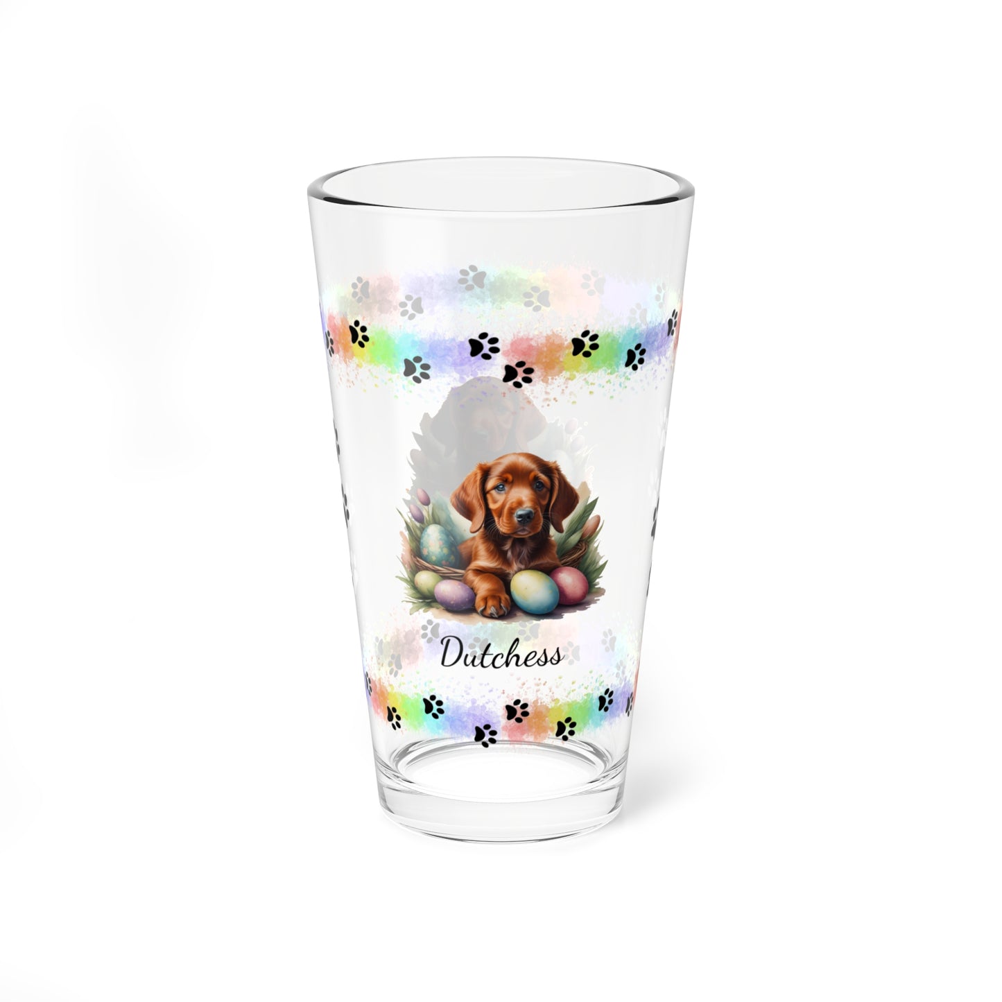 Irish Setter Personalized Easter Puppy 16oz Pint Glass - Custom Dog Design, Mental Health Gift, Easter Décor, and Festive Celebrations