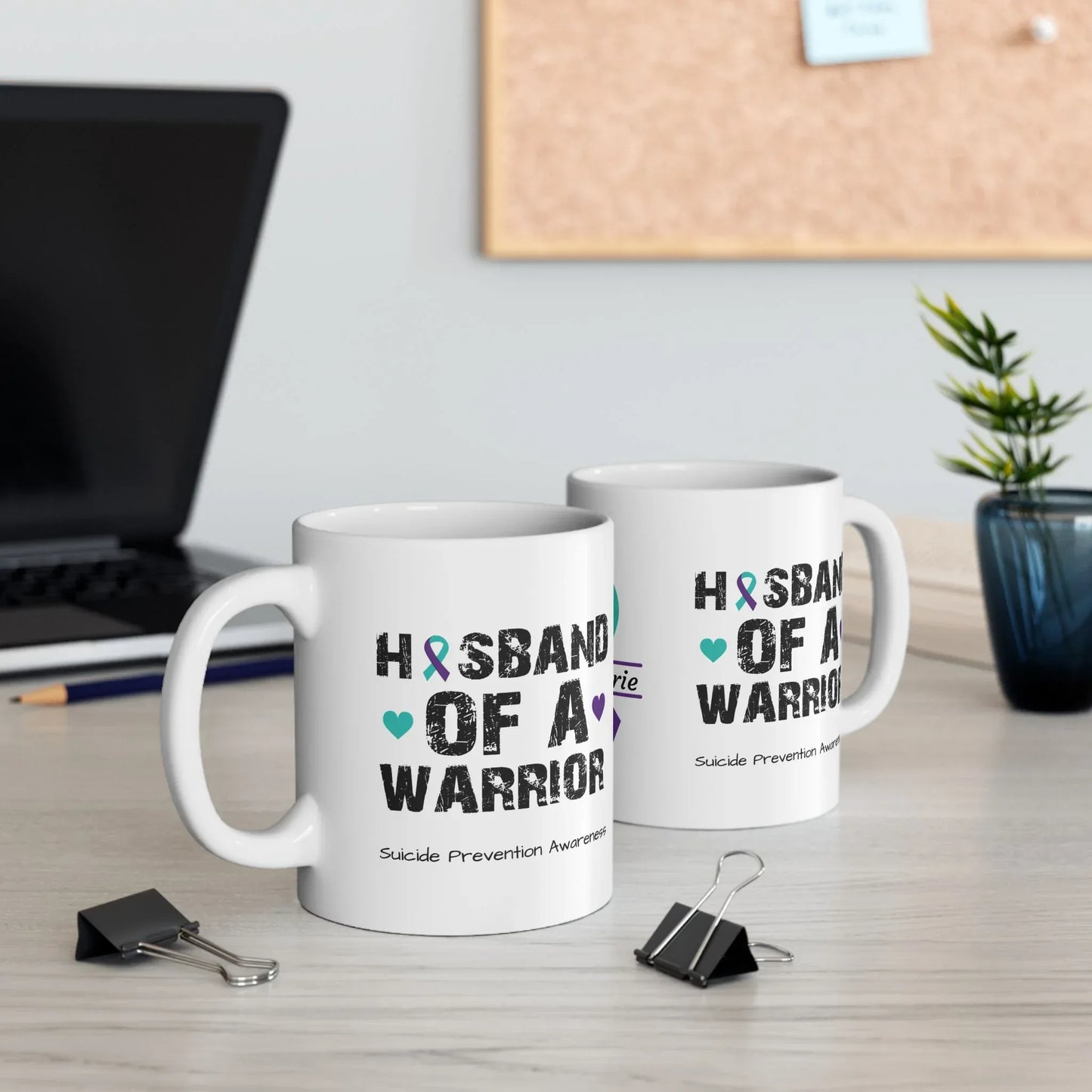 Shop our premium husband of a warrior suicide prevention awareness ceramic mug 11oz 15oz from MySisterIsASurvivor.
