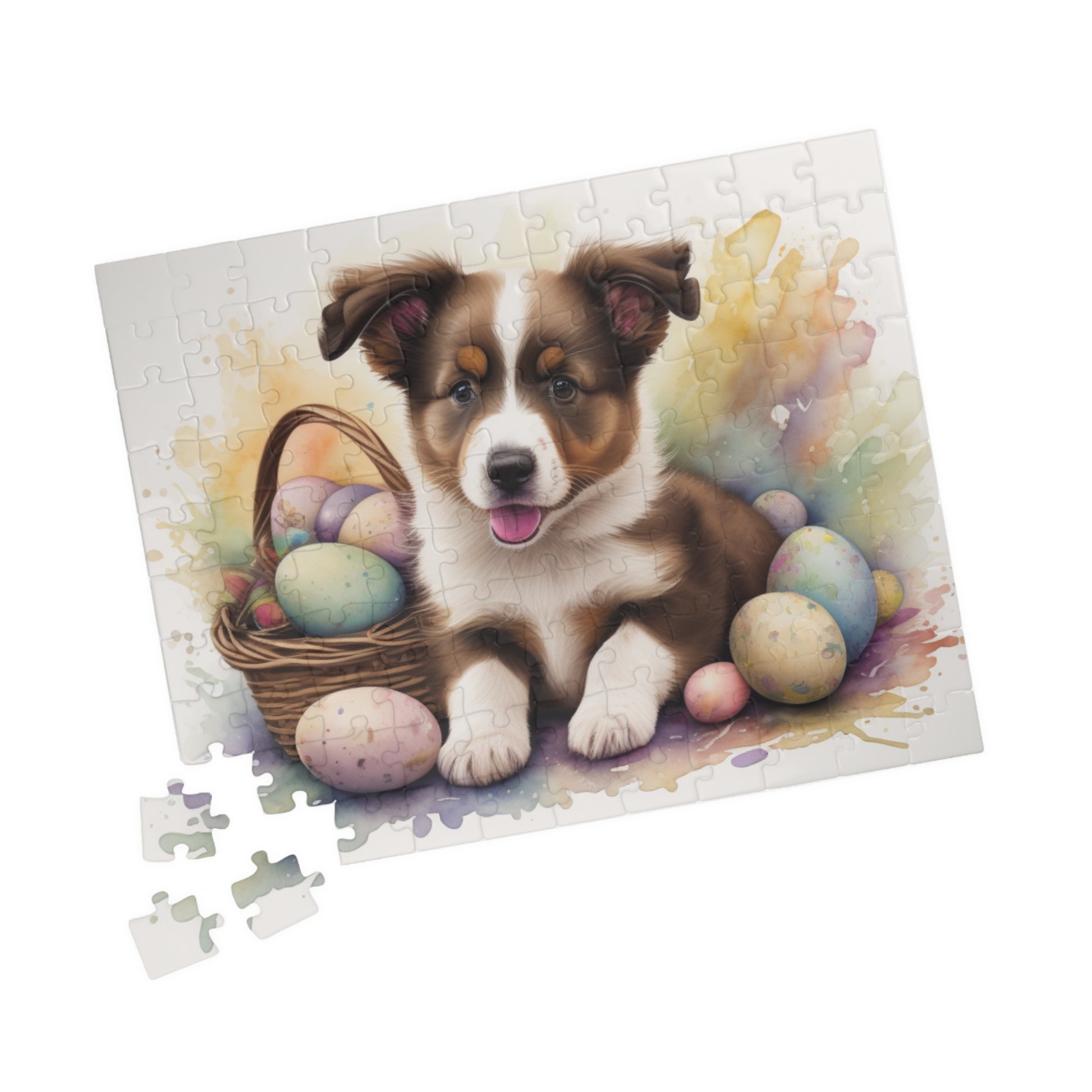 Border Collie (Brown & White) Easter Puppy Puzzle - Dog Lovers, Mental Health Benefits, Holiday Fun, Mindfulness, Stress Relief, Festive Gift