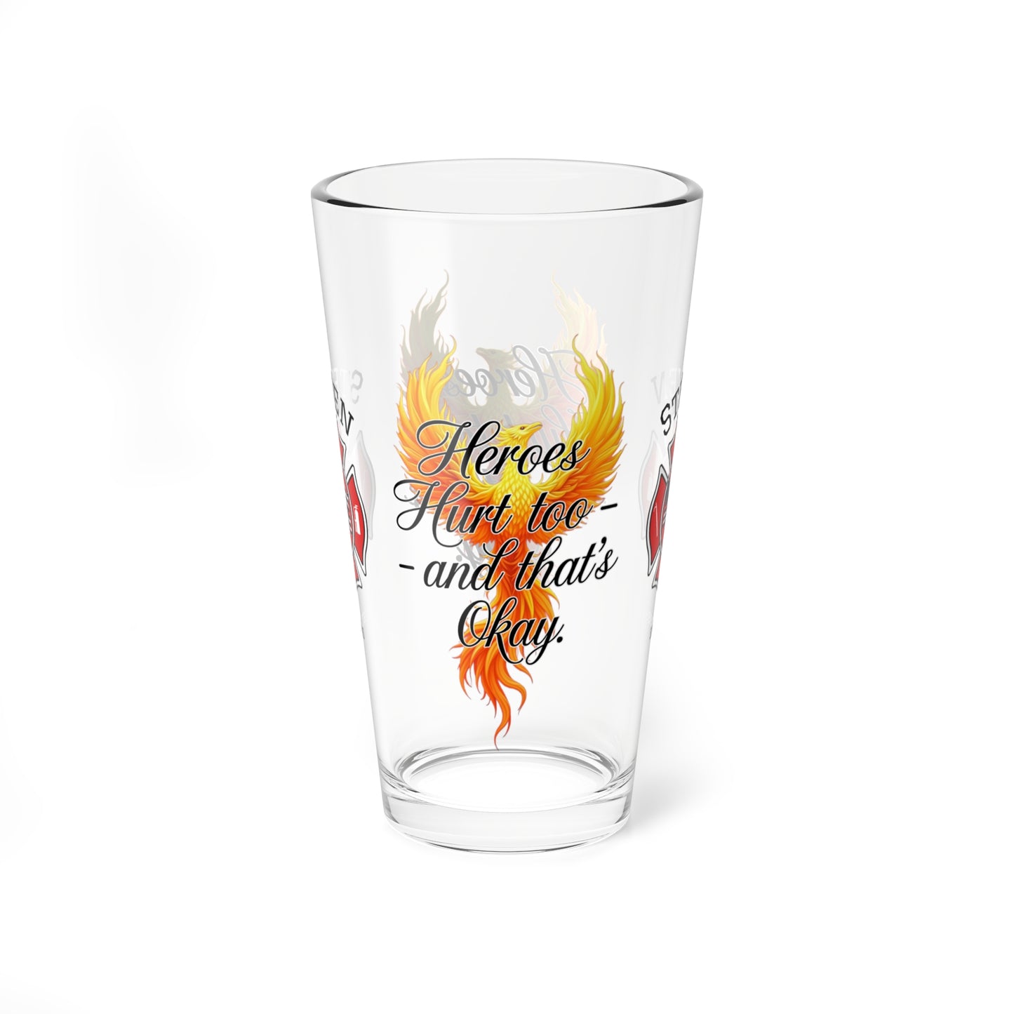 Heroes Hurt Too glass - supportive gift highlighting emotional healing and invisible wounds in first responders