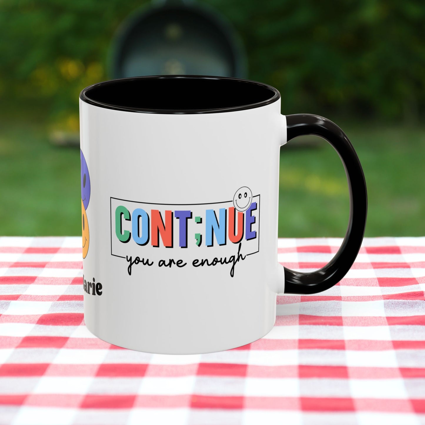 Continue, You Are Enough - Custom Retro Motivational Mug for Mental Health Support & Emotional Resilience